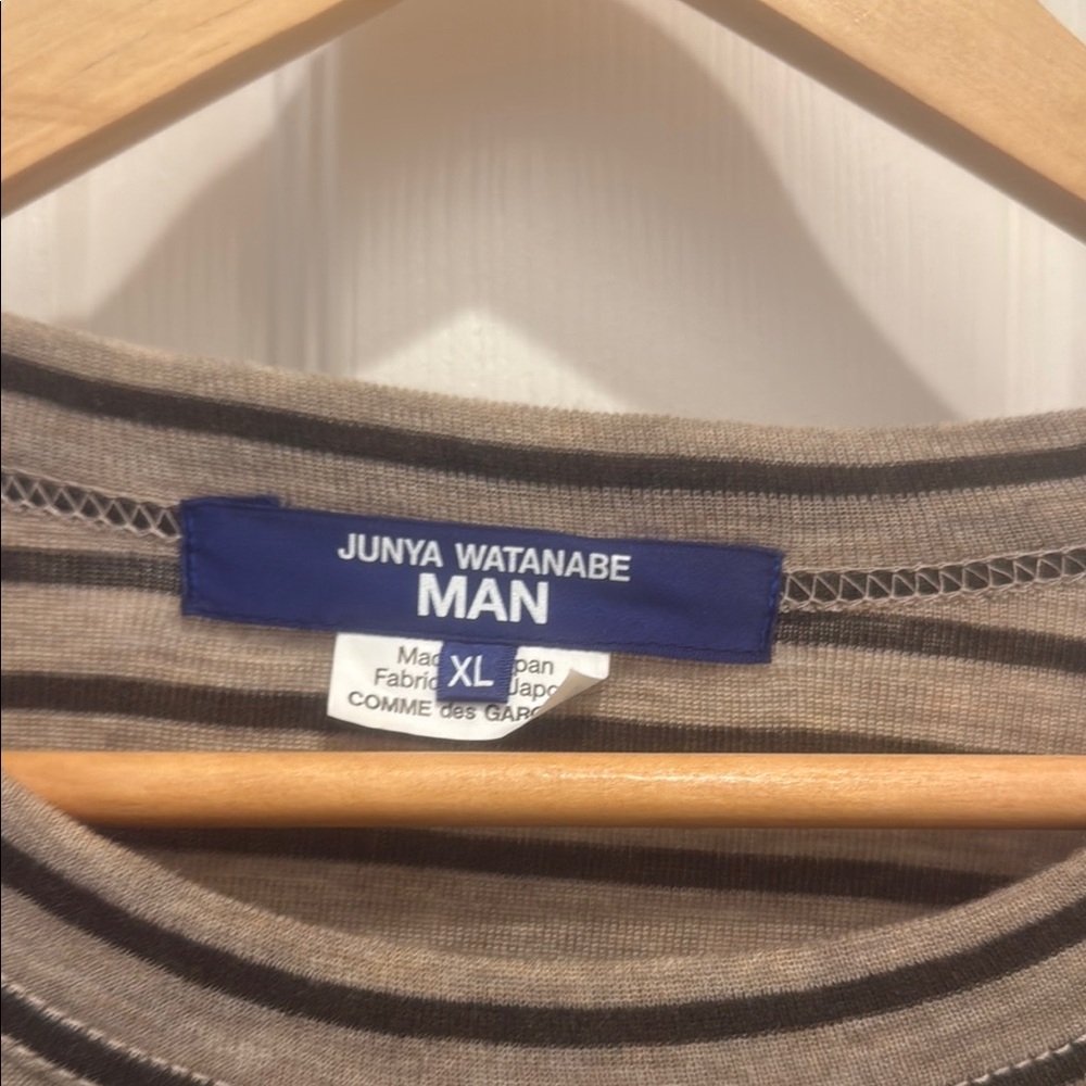 Junya Watanabe MAN Black and Tan Striped Top